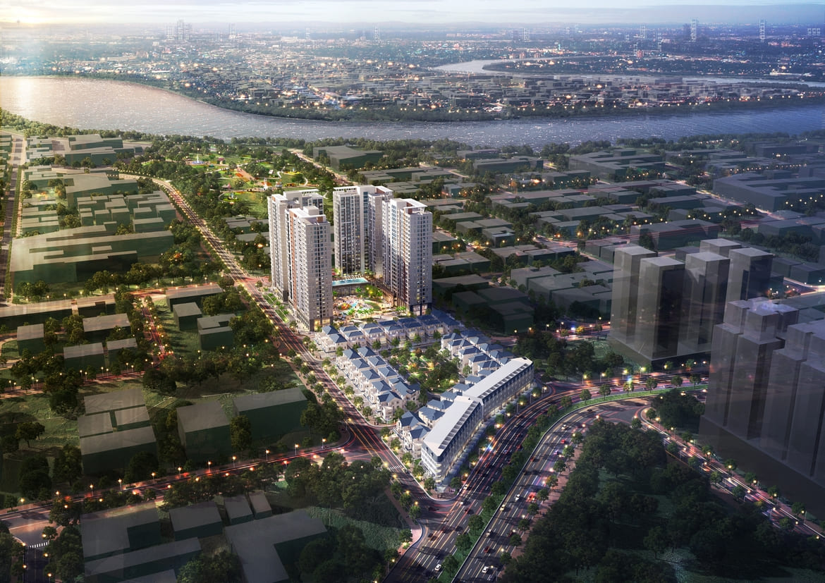Hình ảnh khối căn hộ và tiện ích nội khu phù hợp để minh họa cho lập luận rằng đơn giá Victoria Village không chỉ phản ánh diện tích, mà còn phản ánh chất lượng khu ở.